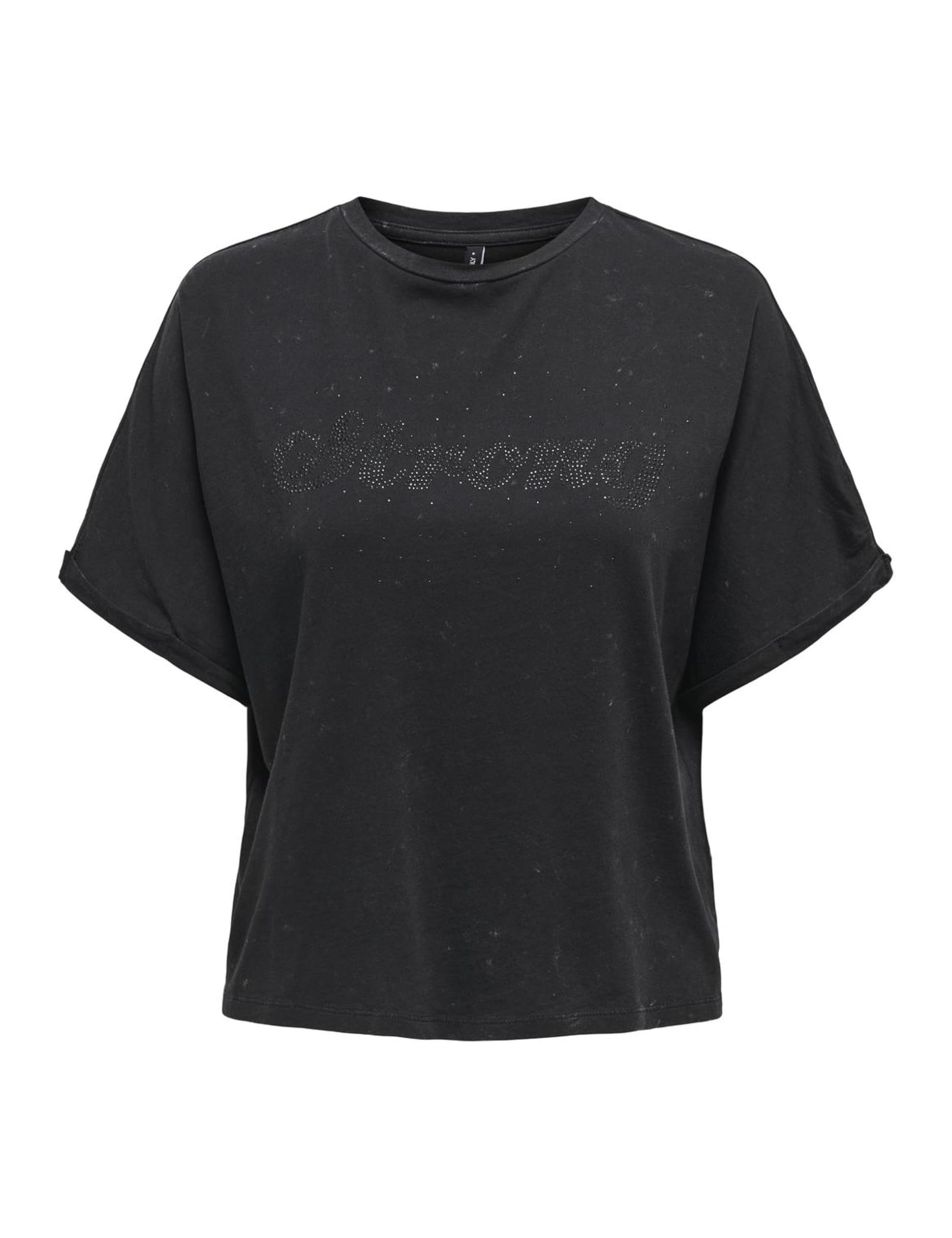 ONLY Onlbianca Life S/S Stone Fold-Up Top JRS, Black, S