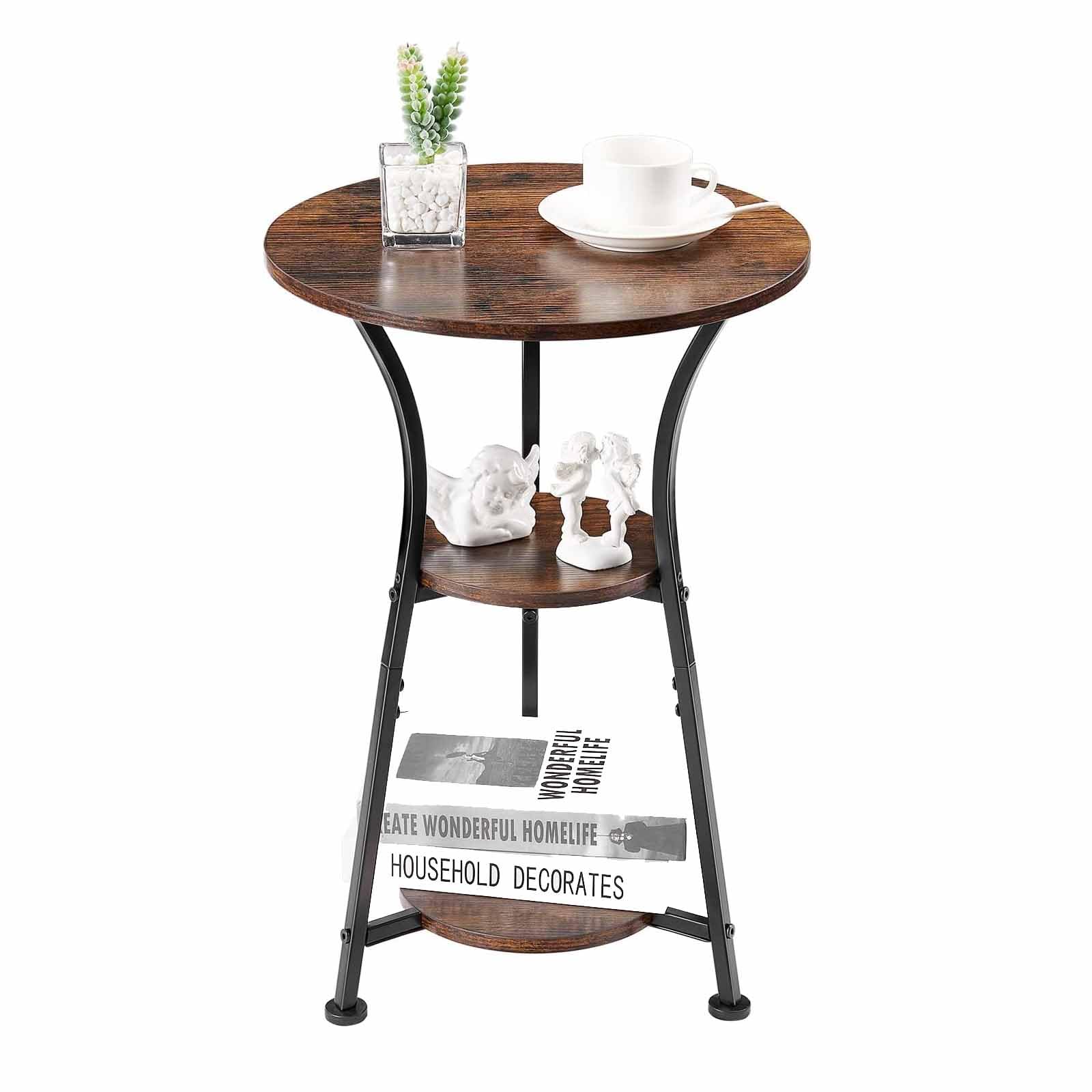 SXZenSpace Small Round End Table for Narrow And Space, 3-Tier Accent Couch Beside Table, Modern Side Corner Sofa Nightstand Living Room Bedroom