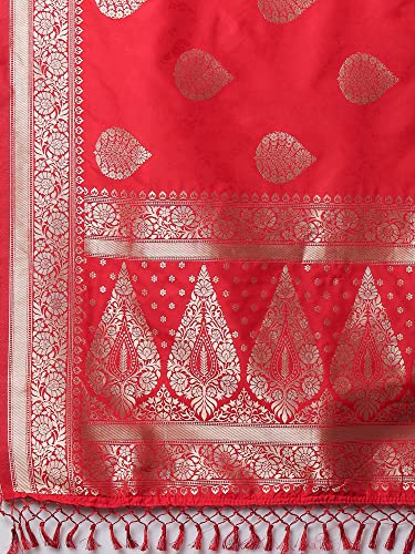 Image of AKHILAM Women's Banarasi Silk Blend Woven Design Golden zari Work Saree With Unstitched Blouse Piece (2PAKHI41 Parent)