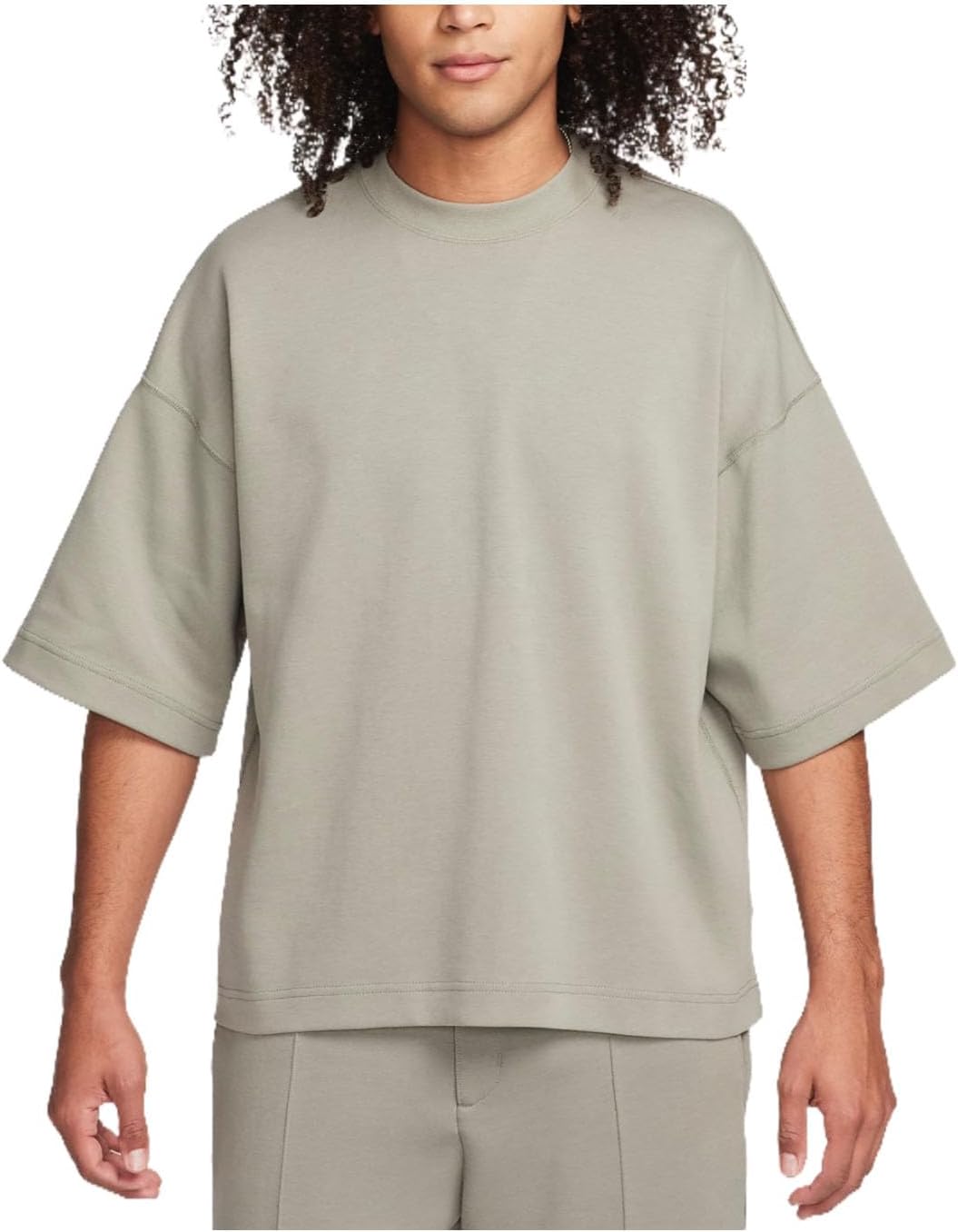 Sportswear Tech Fleece Reimagined Men's Oversized Short-Sleeve Sweatshirt (Dark Stucco, FB8165-053) Size Large