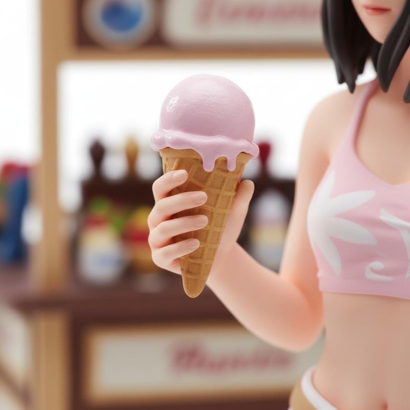 Mädchenfigur mit EIS handbemalt 1:18 Maßstab Dioramafigur lebensechte Details realistische Dioramafigur für Modellauto-Szenen, Fotografie-Requisiten, 1-18