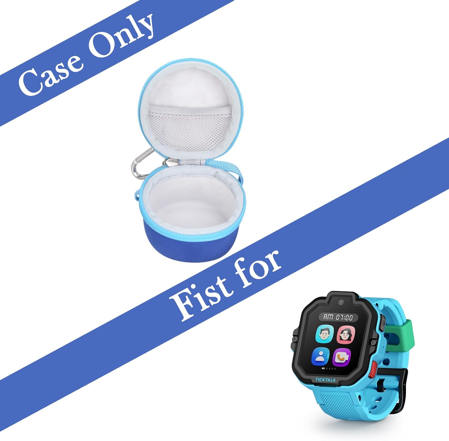 Kids Watch Case for TickTalk5 for Vtech KidiZoom Smartwatch DX4, DX2, DX3 for Gizmo Watch - Hard Travel Protective Carrying Storage Bag (Case Only) (Blue)
