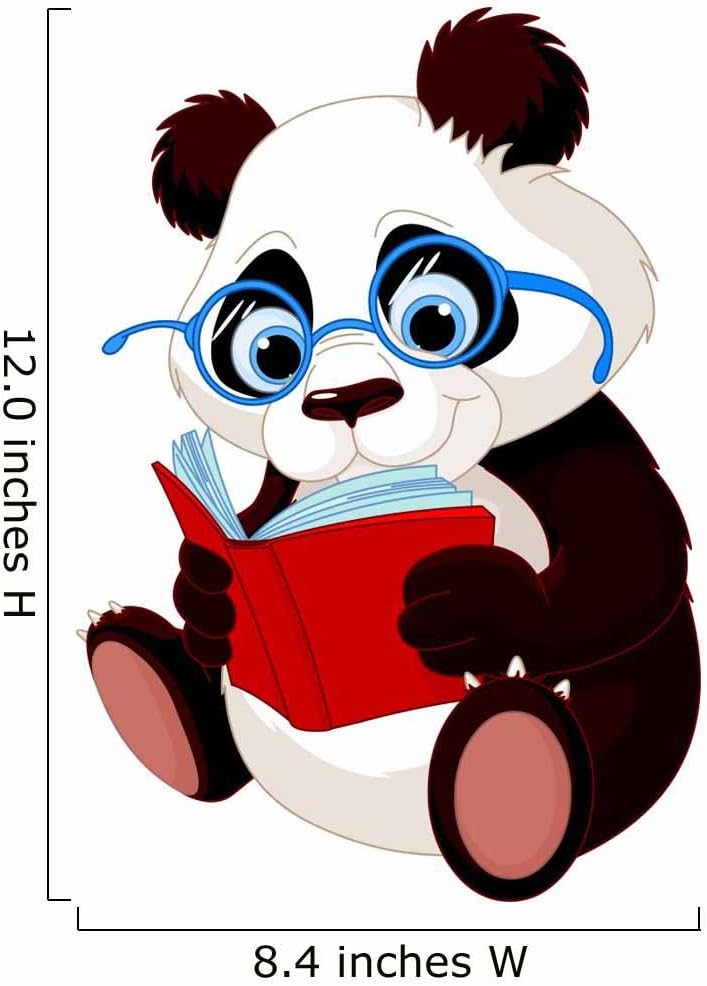 Panda Reading a Book Wall Decal – Removable Vinyl Wall Sticker – Easy Peel & Stick – 12"