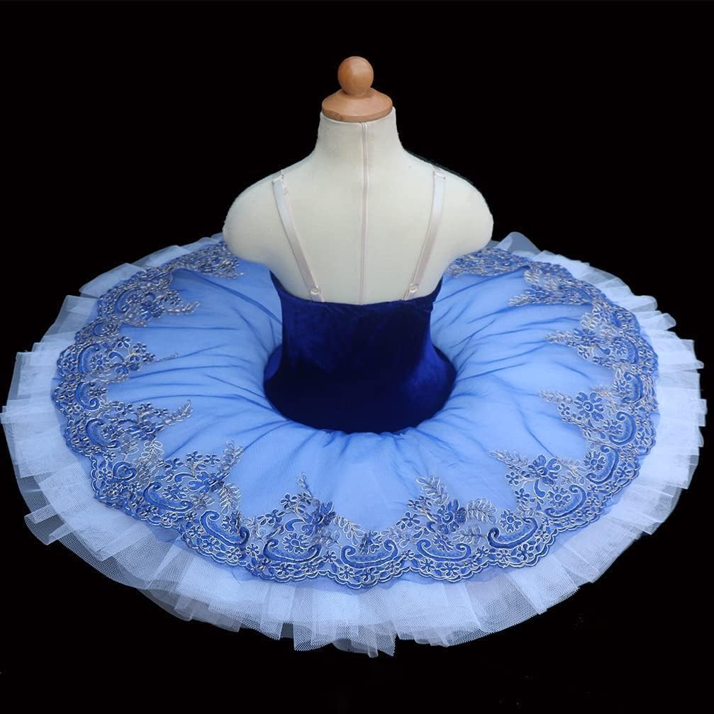 Ballet Swan Lake tu Ropa Leota Estampada Falda de Chaleco Falda de Bailarina esponjosa Falda de actuación(Size:160cm,Color:Azul)
