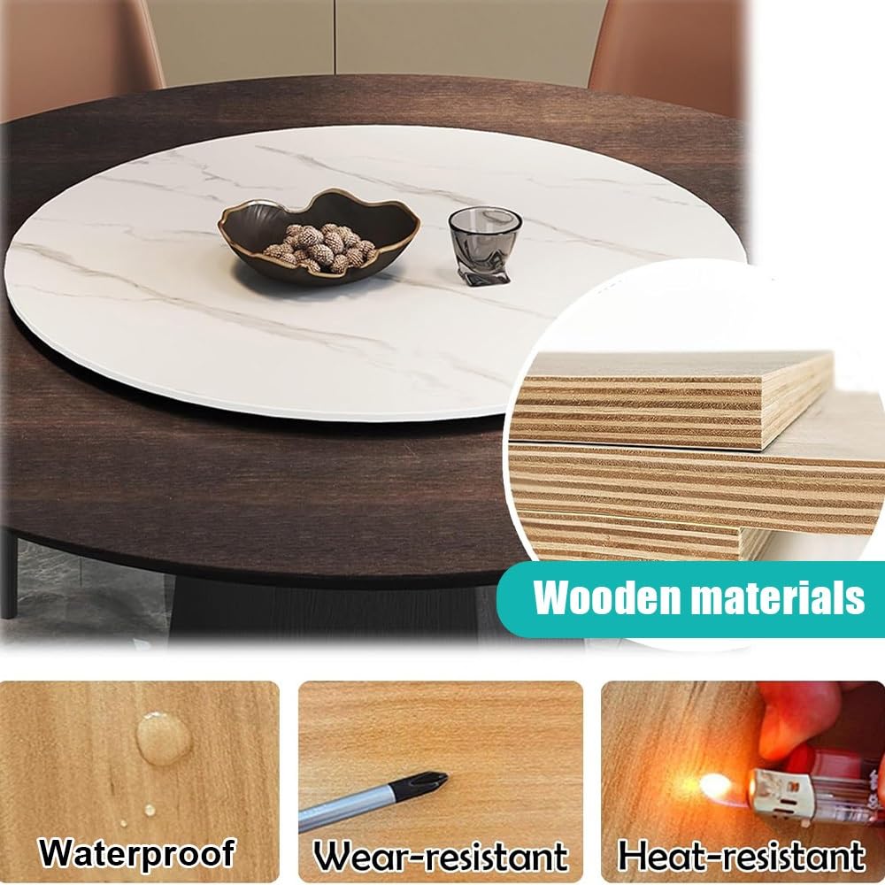 80cm Bandeja Giratoria Grande para Mesa De Comedor, Lazy Susan Redonda para Servir, Plato Giratorio para Cocina，Bandeja Servicio Organizador De Mesa(Walnut,50CM/20IN)