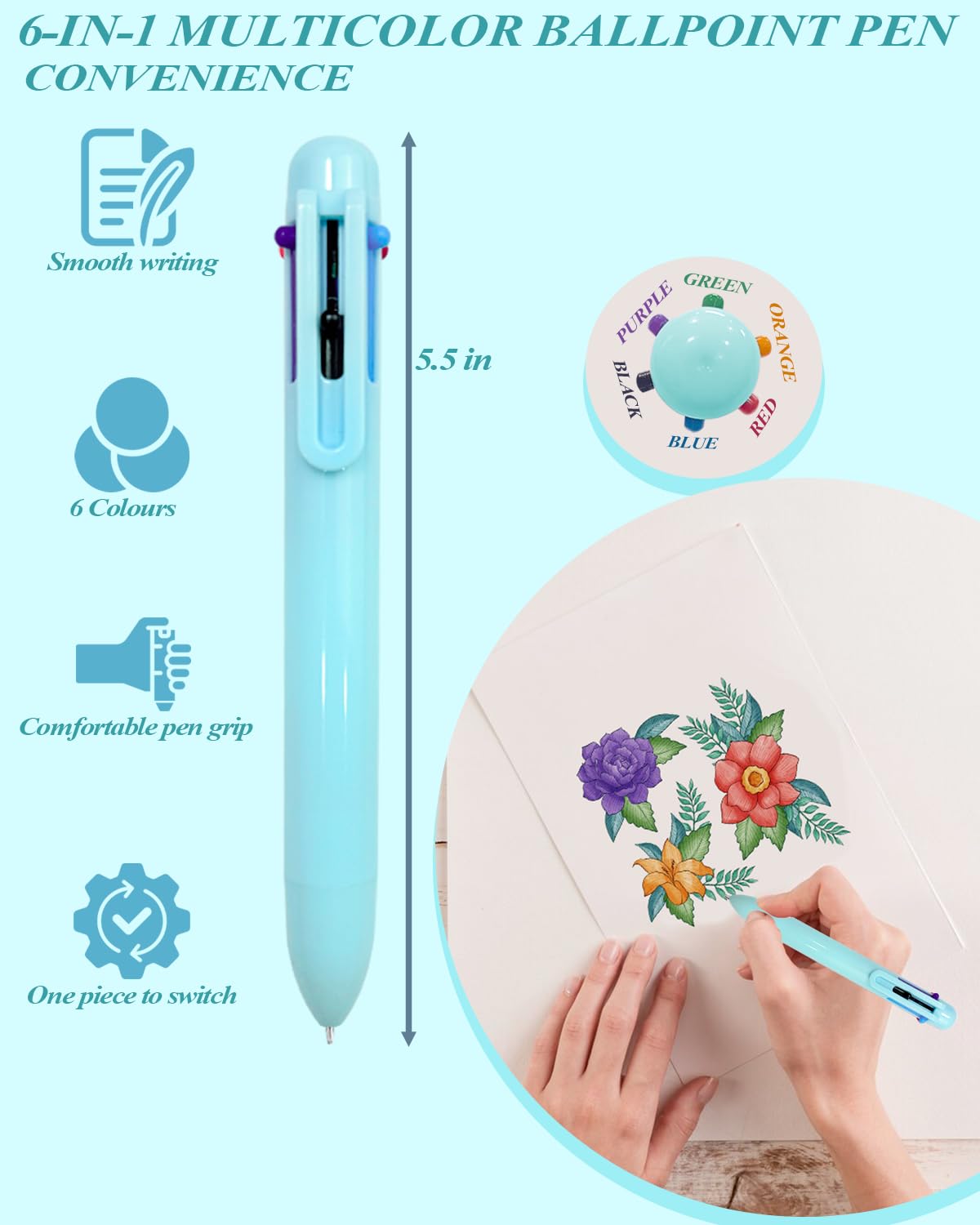 Set di articoli per la scuola estetica, 54 pezzi, con astuccio, 12 evidenziatori, 5 penne gel nere e 6 colorate, penna a sfera 6 in 1, 5 matite meccaniche da 0,5-2,0 mm, per articoli essenziali per il