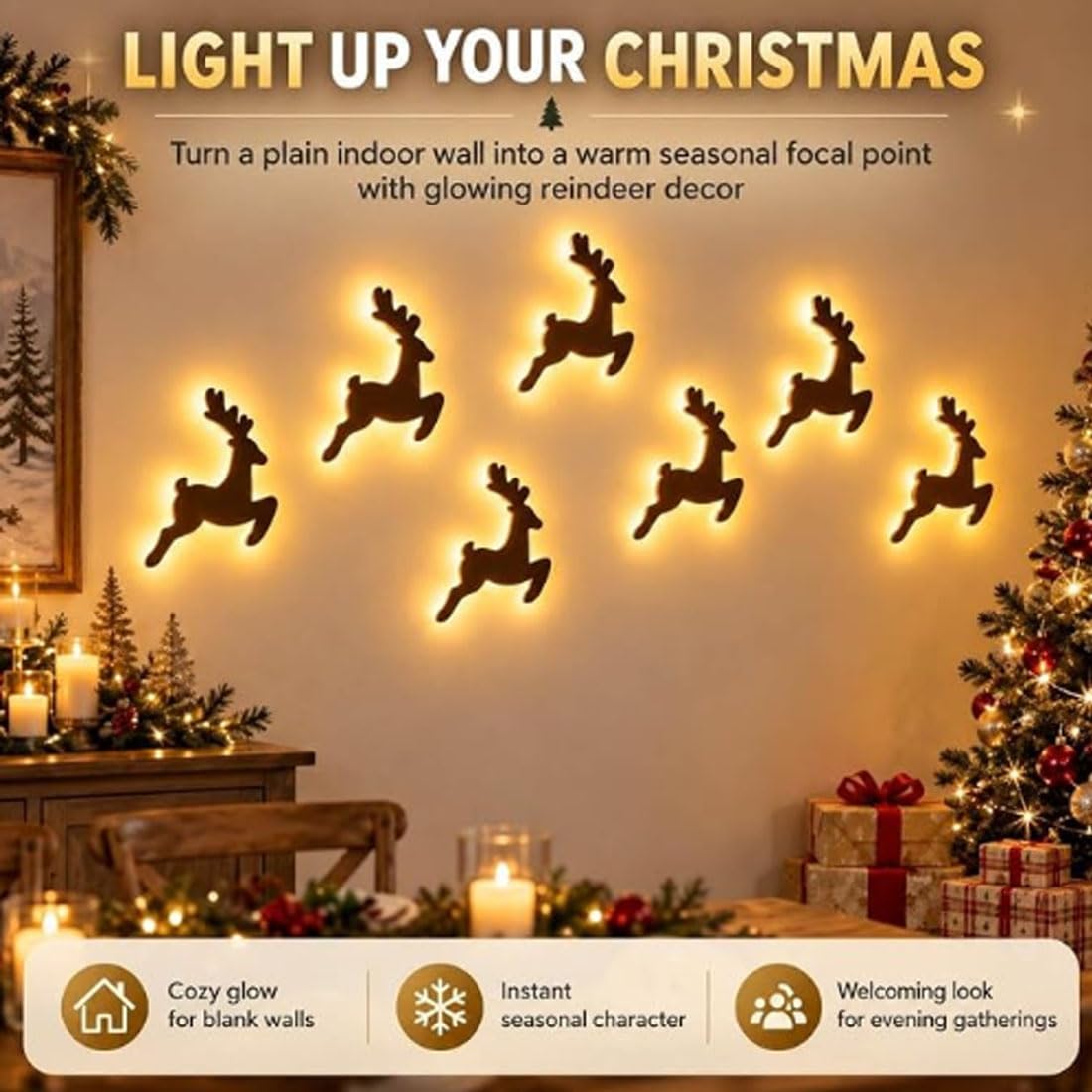Decorazioni da Parete a Renna a LED - Illuminazione Natalizia Festiva (# A)