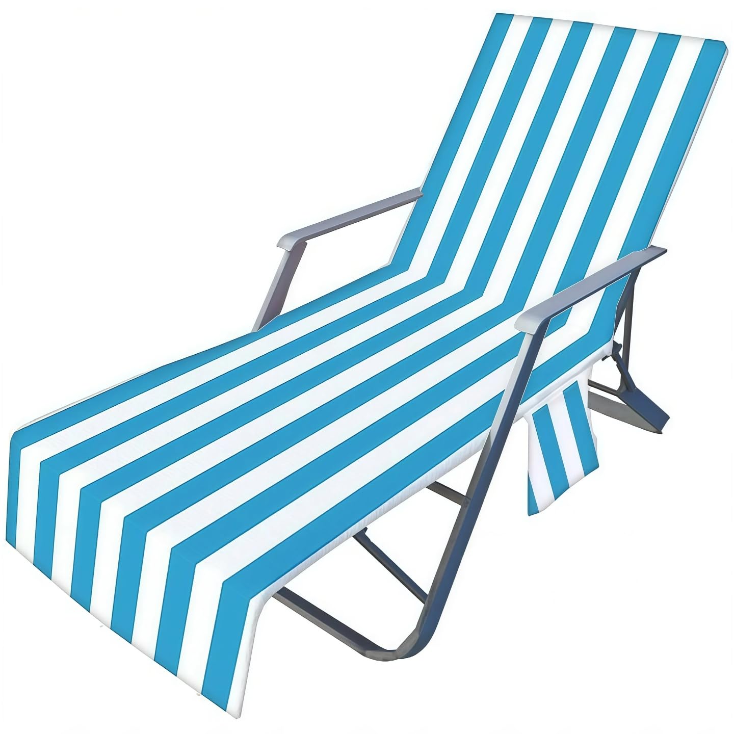 GOBIWM Beach Chair Cover Towel, Stripes Beach Towel Lounger Bags with Pockets, Sunbed Towels Fitted Microfiber Sun Lounger Towels for Summer Outdoor Garden Pool Travel (Pink)