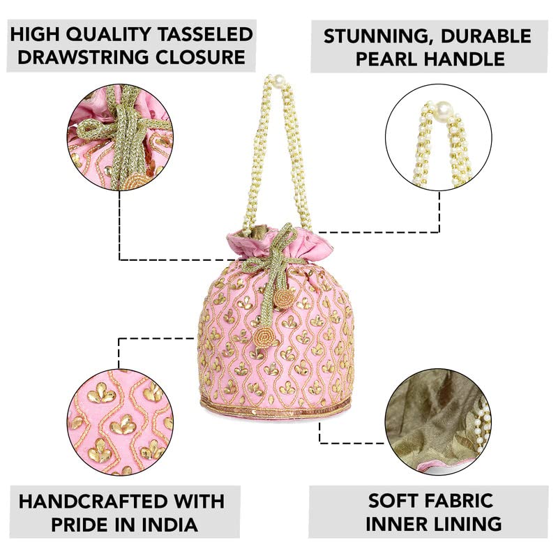 Image of Aheli Potli Bag Gift for Women Handmade Evening Wristlet Handbag Stylish Bridal Purse Fashion Bag