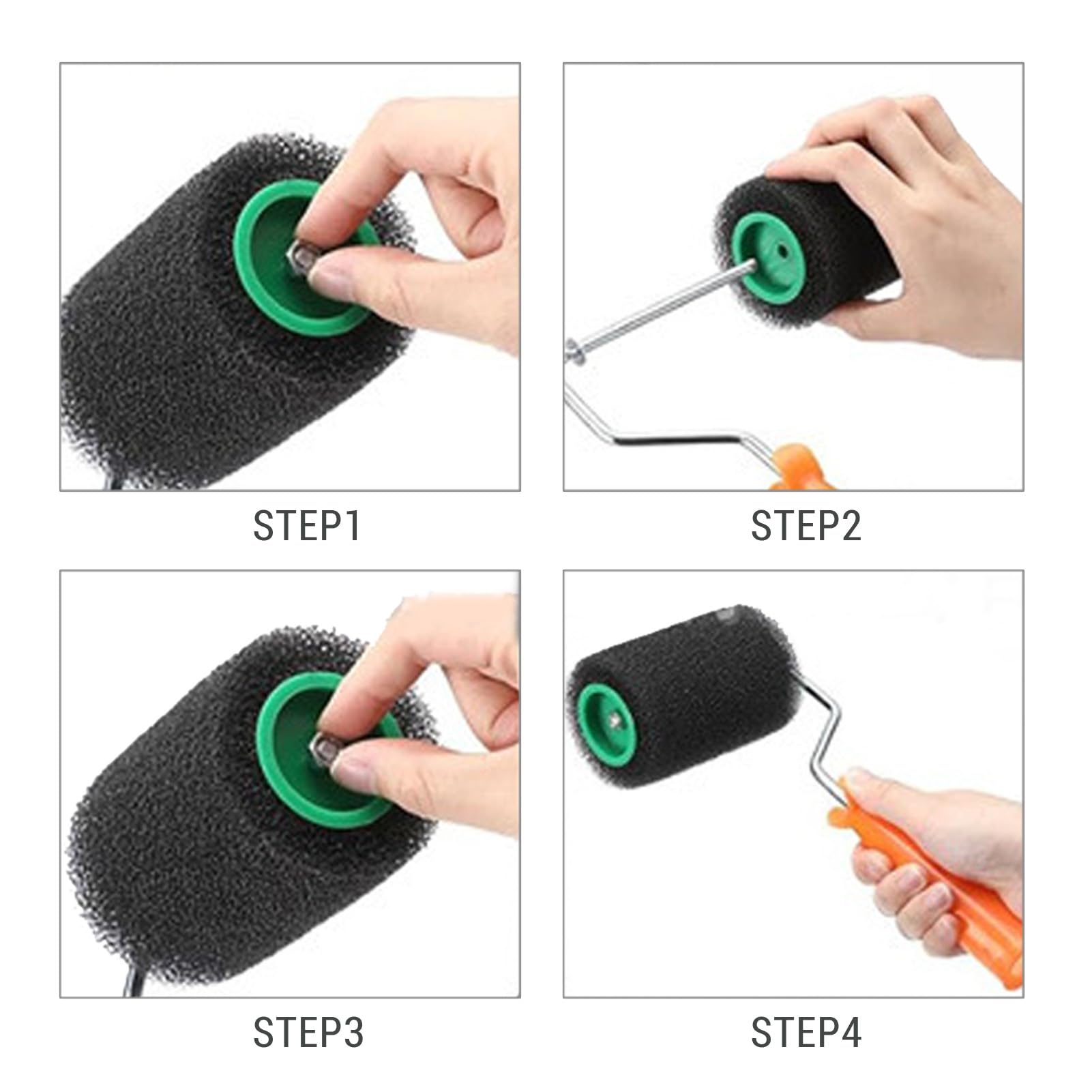 Focket Rodillo de Pintura Texturizado, 9 Piezas de 4 Piezas de Rodillo de Revestimiento de Lecho de 4 Pulgadas con 1 Marco de Rodillo, para Recubrimientos de Camiones Crean Efectos