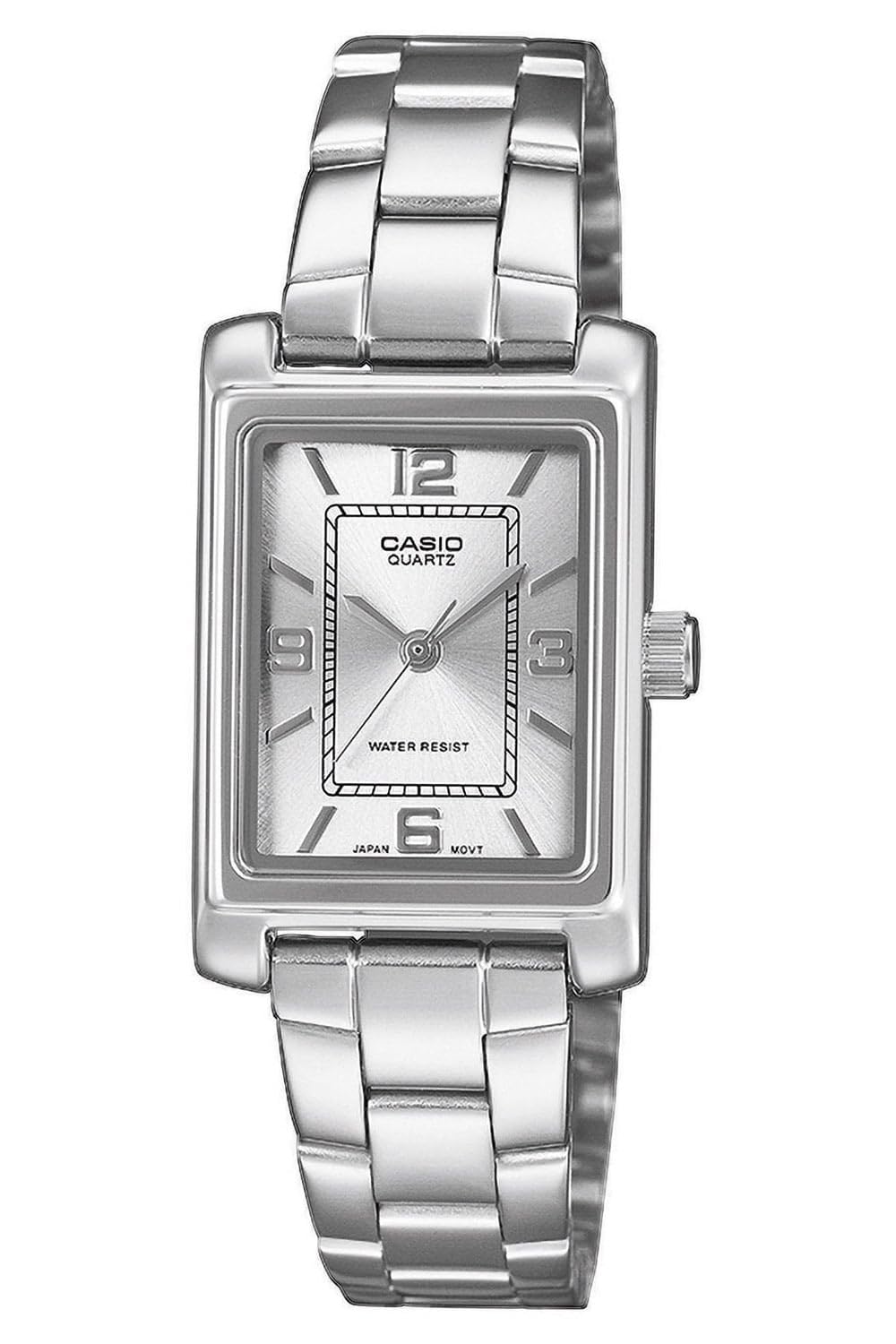 Casio Damenuhr Rechteckig Silberfarben LTP-1234PDD-7AEF
