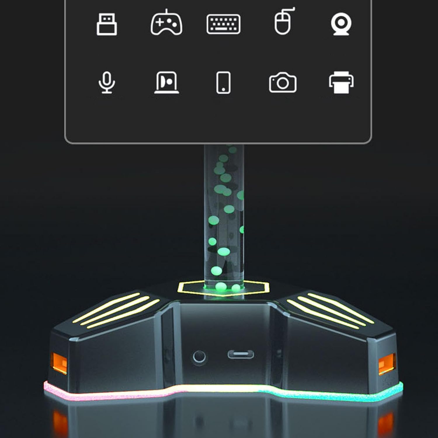 Soporte para auriculares RGB portátil para juegos para computadora portátil - Detalles gráficos, modelado de personajes y ambientación