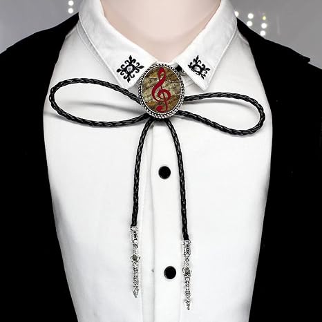 Amazon Co Jp ループタイ Bolo Tieネックレスレザーチェーントレブルとバスクレフボロネクタイガラスジュエリー音楽bolo Tie メンズシャツ メンズネックレス Color 14 ファッション