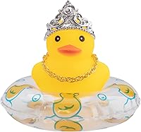 Vista 28 de wonuu Adornos de pato de goma para automóvil, decoración de tablero de instrumentos de automóvil con mini corona y collar, corona C-macho