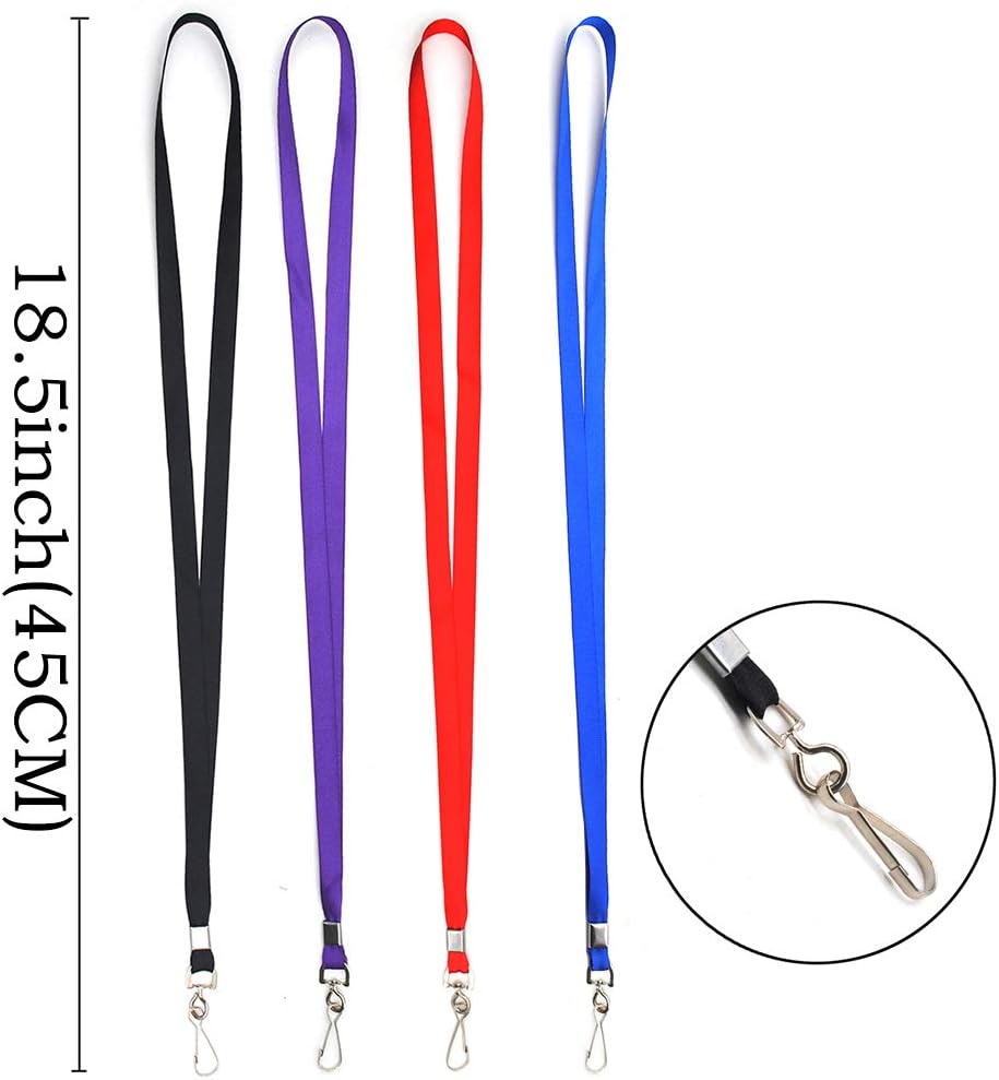 Beebel Blue Lanyard Bulk Lanyards for Id Badges Flat Lanyard with Badge Clip Swivel Hook 50 Pack - Image 2