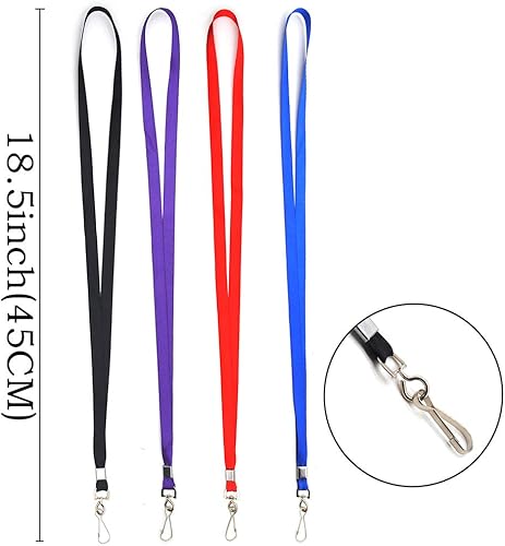 Miniatura 2 de Beebel Cordón azul a granel para insignias de identificación, cordón plano con clip de insignia, gancho giratorio, paquete de 50 unidades