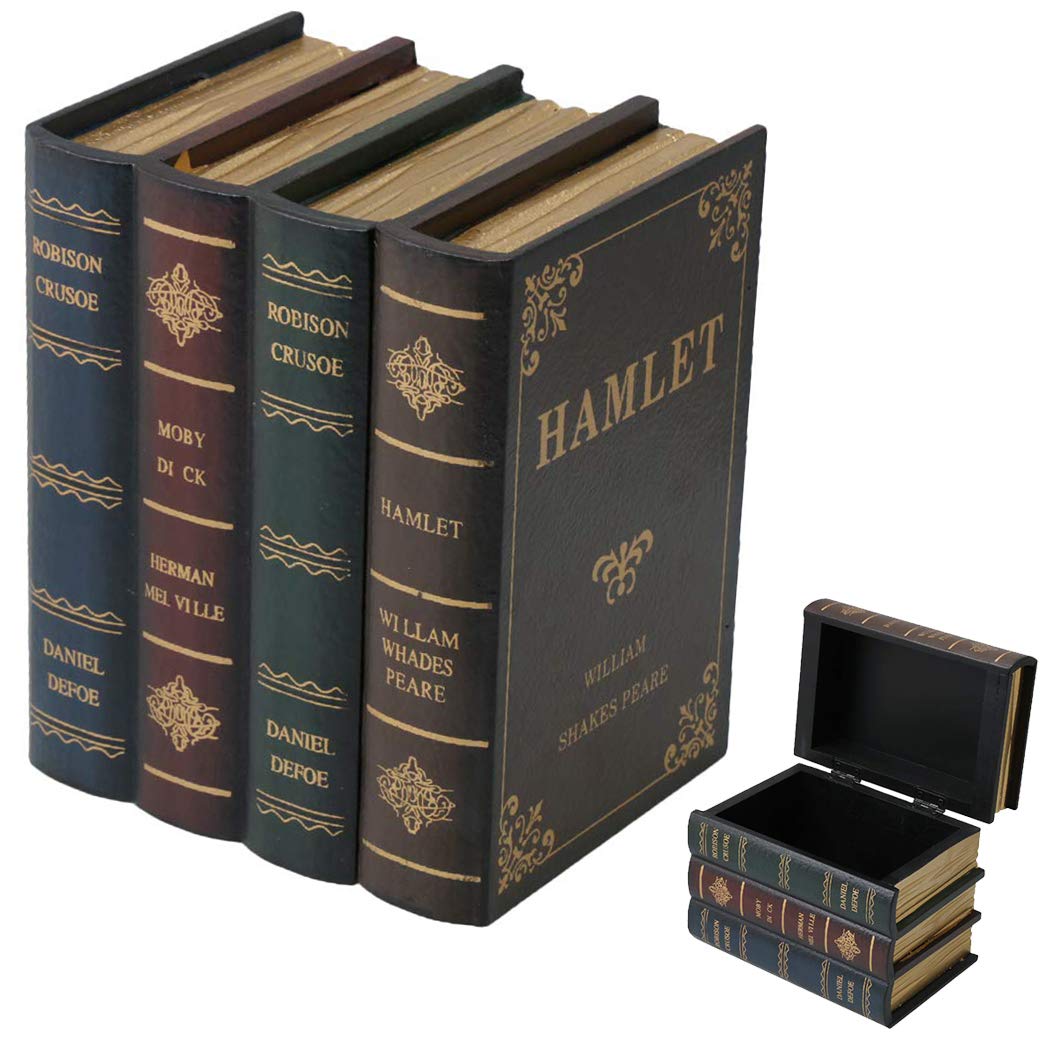 Fake Book Creative Fashion Retro Wood Storage Box Decorative Book for Office Decor-image-20