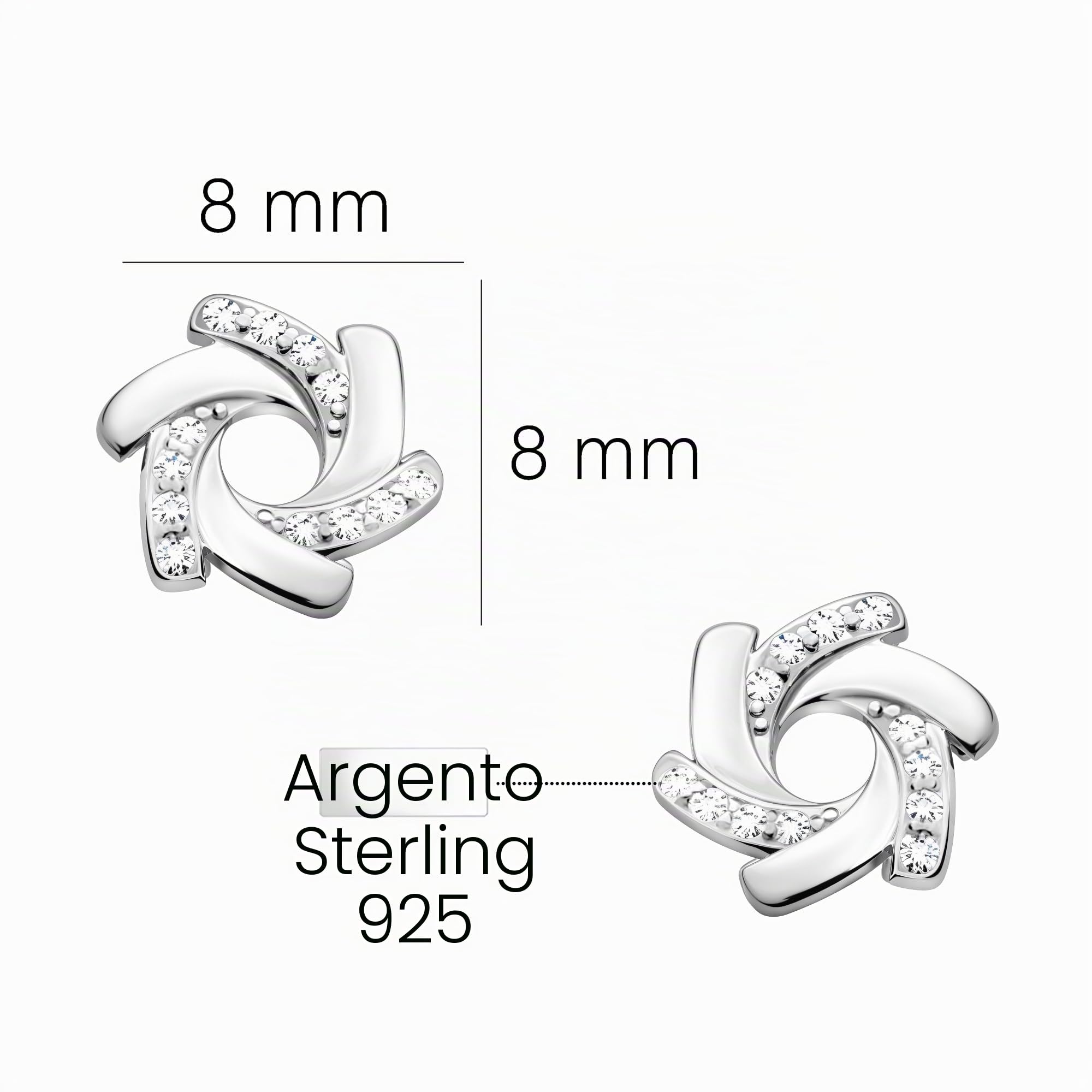 SOFIA MILANI - Orecchini da Donna in Argento 925 - con Pietra Zircone - Orecchini a Perno a Spirale - 20562