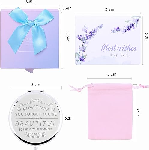 Miniatura 2 de Regalos para hermanas espejo de maquillaje compacto plateado, regalos para mujeres, día de San Valentín, Navidad, día de la madre, fiesta de