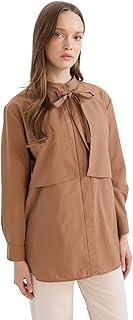 بلوزة طويلة بأكمام طويلة وقبة مائلة للنساء سي ان اس طراز D4152AX من ديفاكتو