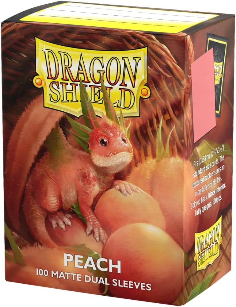 Dragon Shield | Matte Dual Standard Size Card Sleeves | 100 CT - Smooth & Tough Premium TCG Sleeves - Compatible with Pokemon, Flesh & Blood, One Piece & Magic The Gathering | Peach