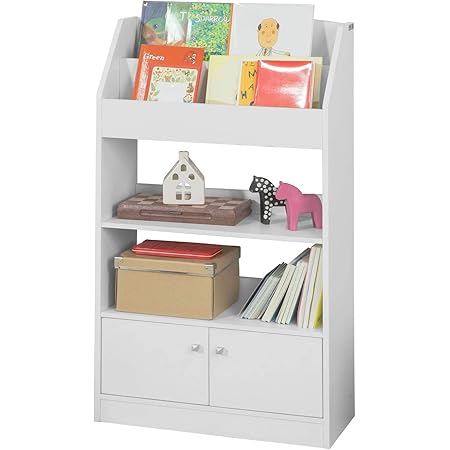Libreria Montessori Bambini Con Ruote - Mobile Portagiochi Legno Bianco 44x32x37.5 Cm - Foto 8