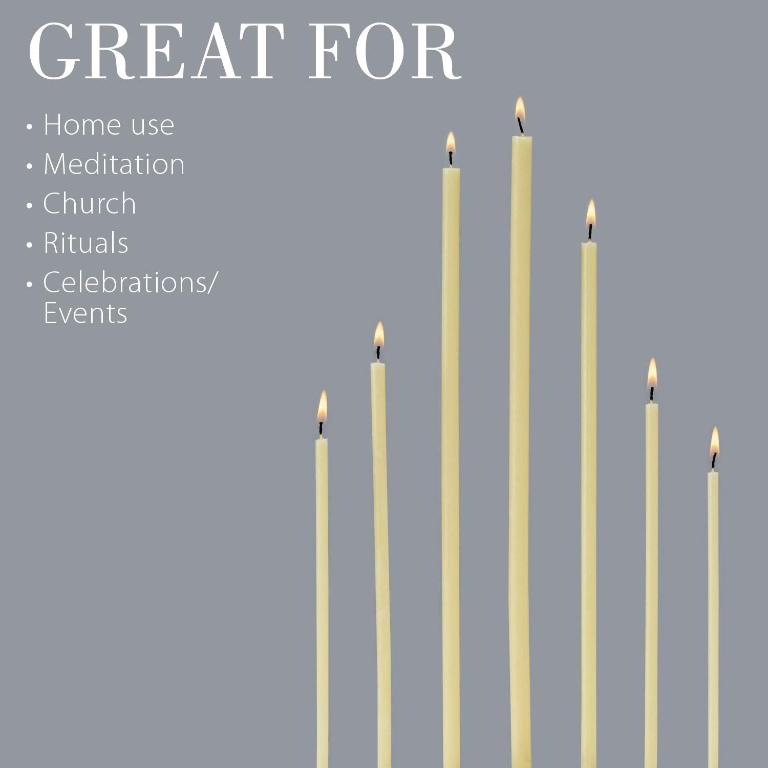 Danilovo Thin Taper Beeswax Candles - Honey-Scented, Decorative Candles Ideal for Birthday Decoration or Church Prayers - White Drip Free, Tall & Smokeless Pack of 200 pcs, 5.9 x 0.2 inch