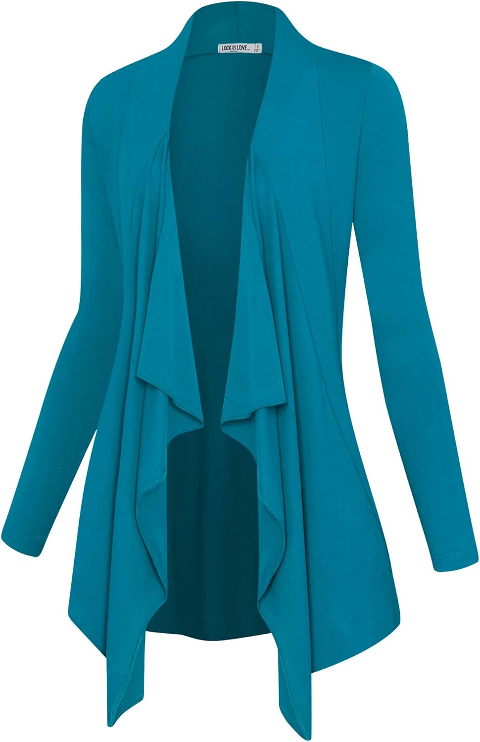 Lock and Love Women's Drape Front Open Cardigan Long Sleeve Irregular Hem S-5XL Plus Size