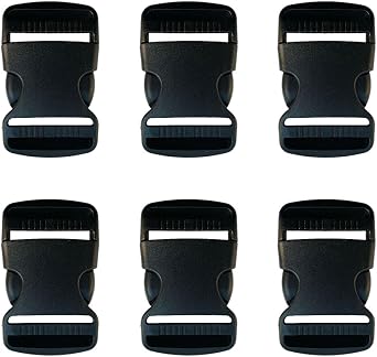 Quick Side Release Buckles 6 Pack 1" Plastic Dual Adjustable No Sewing Clips Snaps for Nylon Webbing Backpack Straps Belt Dog Collars DIY