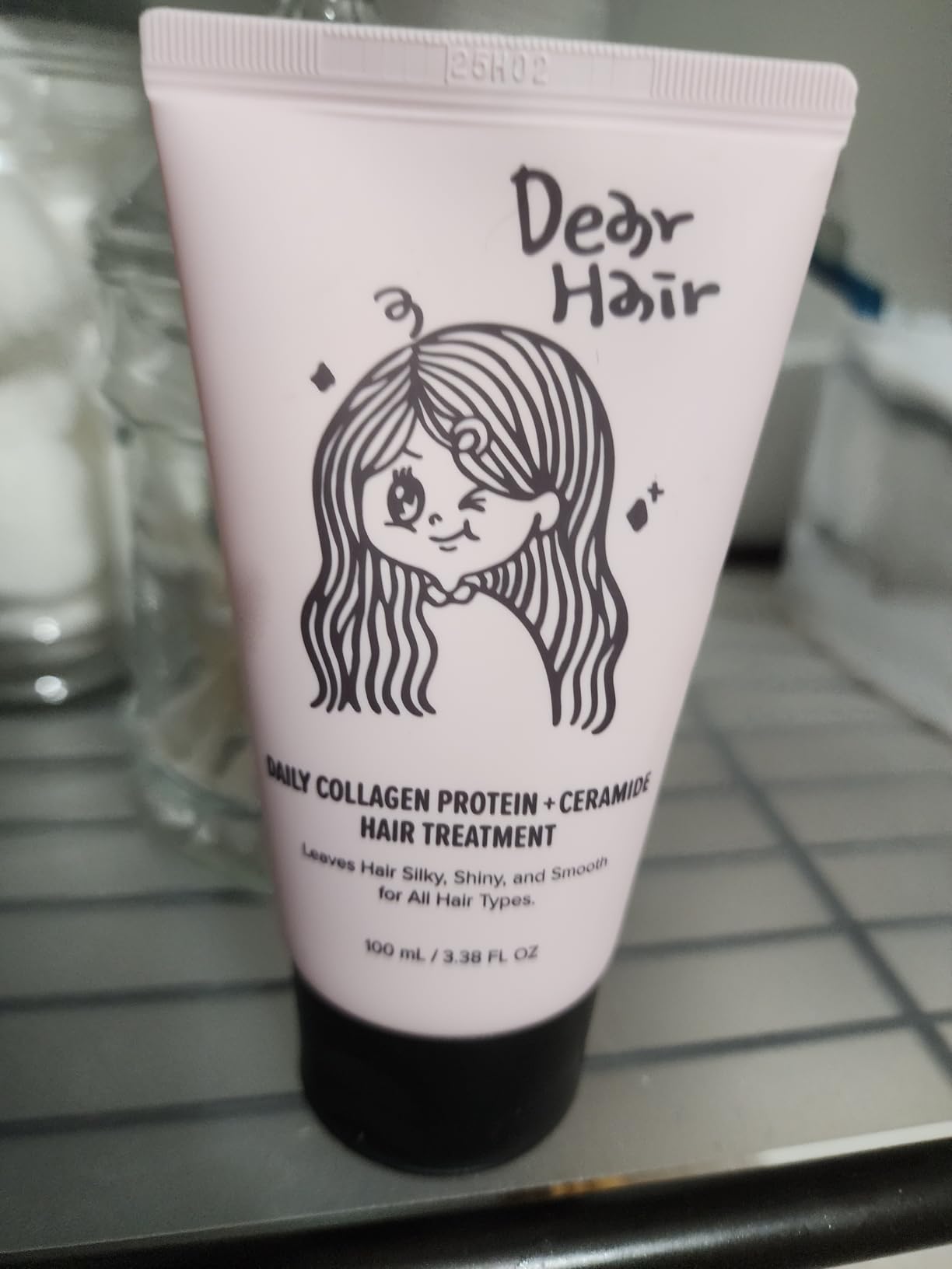 DEAR HAIR Daily Collagen Protein Ceramide Hair Treatment for Dry, Damaged Hair, Bond Repair Deep Conditioning Mask with Hydrolyzed Collagen & Pea Protein, 3.3fl.oz | 100ml