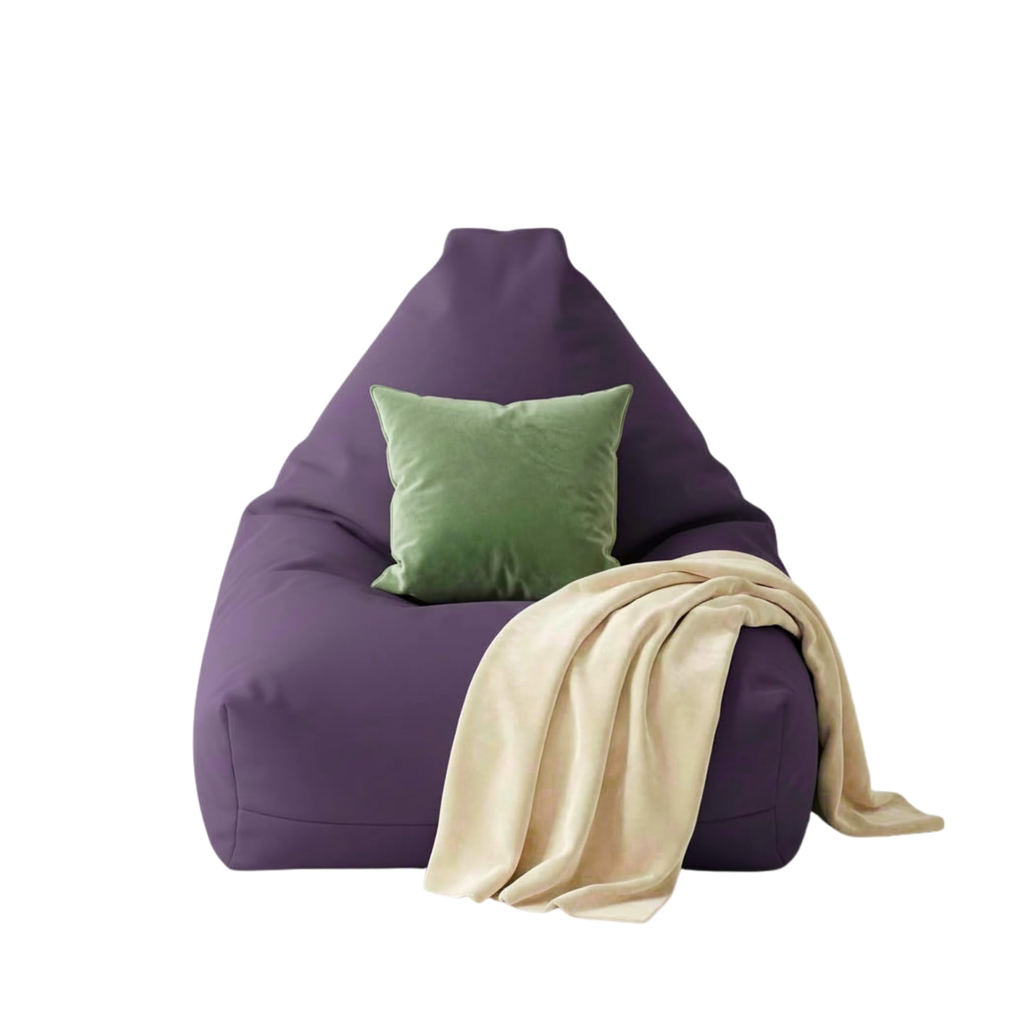Kosiproducts Soft Polyester Bean Bag Chair with Polystyrene Beads - Water Resistant Comfortable Gaming Lounger Seat for Adults Kids [Purple, Large]