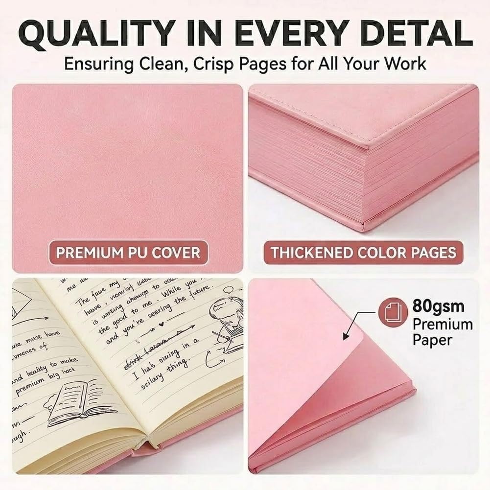Carnet A5 Épais 720 Pages, Bloc Note Couverture Rigide CUIR PU