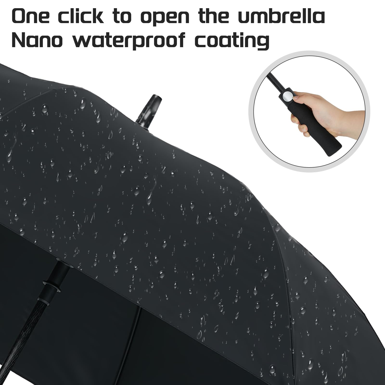 Weewooday 2 Paraguas Golf Apertura Automática 54 Inch Paraguas Deportivo Grande Sombrilla Resistente al Viento Protección UV Impermeables para Lluvia