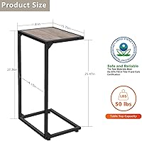 Vista 7 de melos Mesa auxiliar en forma de C, mesas C para sofá, mesa auxiliar de aperitivos para sofá, mesas de sofá que se deslizan por debajo, mesa pequeña