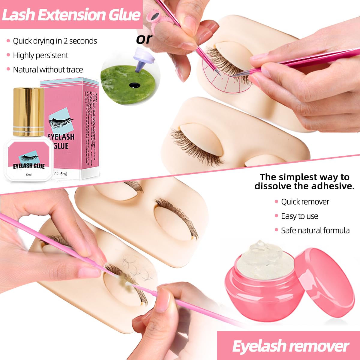 DNSGOOR Professional Eyelash Extension Practice Kit for Beginners