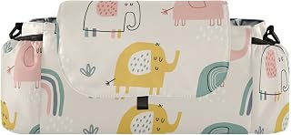 FRODOTGV Cute Rainbows and Colorful Elephants on Biege stroller organizer with cup holder cup caddy tissue carrito para bebe