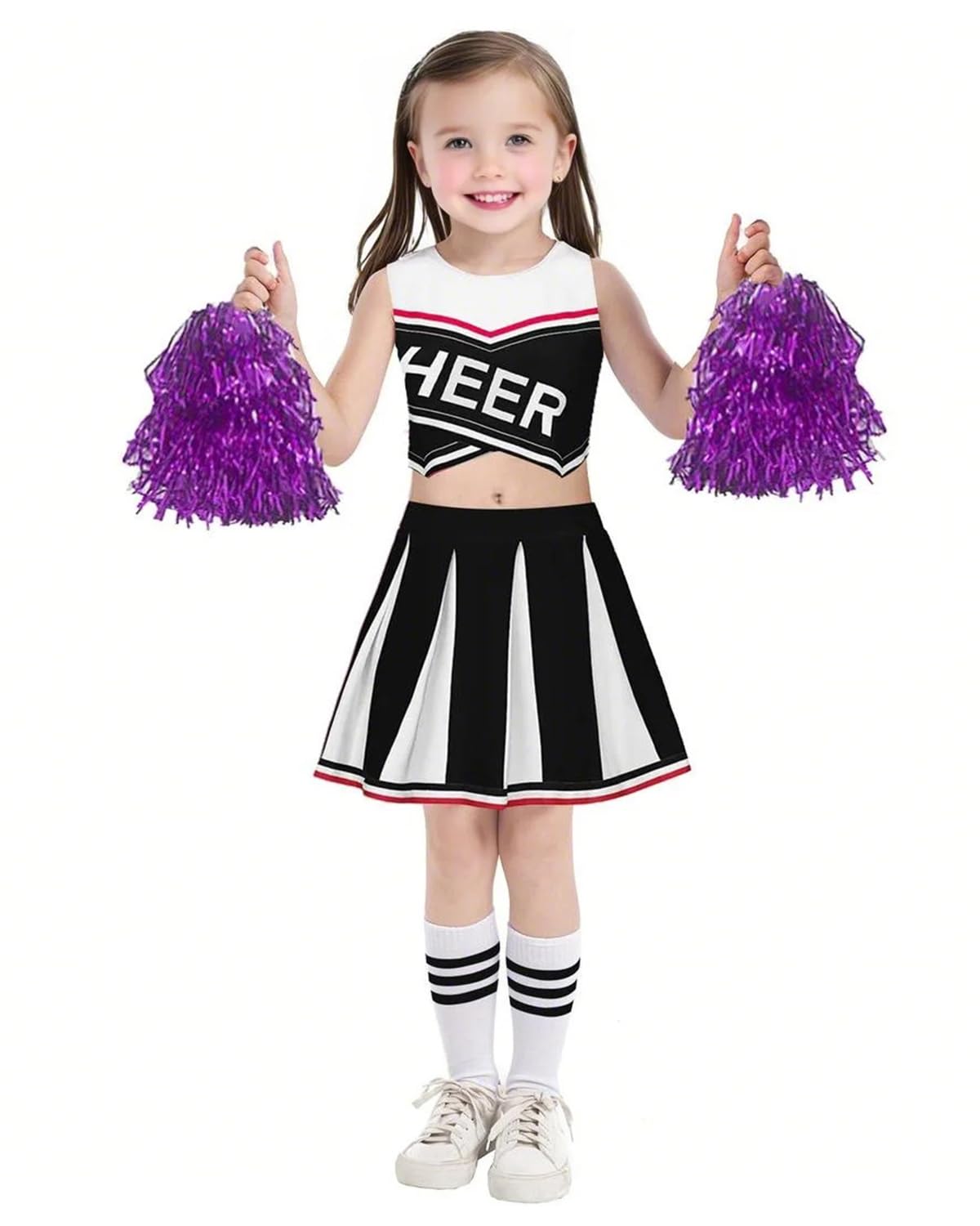 JiAmy Girls' Cheerleading Costumes, Kids Halloween Fancy Dress Up, School Musical Cheer Outfit Cheerleader Outfit 9-10 Years