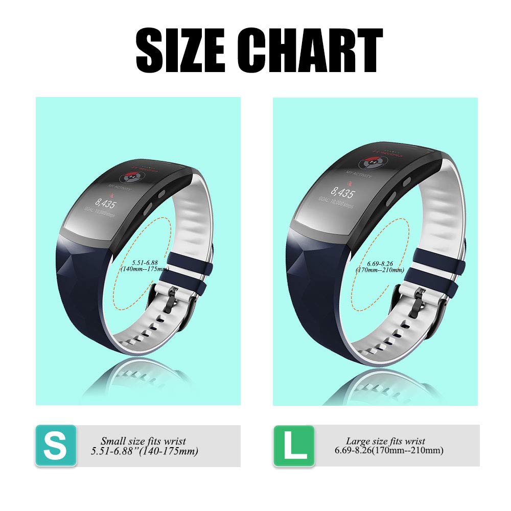 NotoCity Armband für Samsung Gear Fit 2 /Gear Fit 2 Pro, Quick-Fit Silikon Ersatzarmbänd für Gear Fit 2 SM-R360/Fit 2 Pro SM-R365,Dunkelblau-Weiss : 