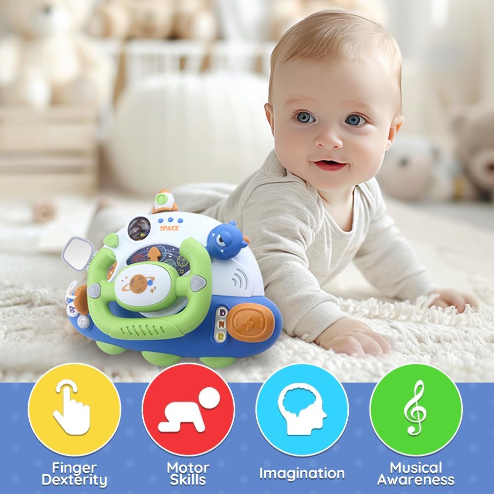 Caterbee Toddler Steering Wheel Montessori Toy, Educational Gift for Baby Toys 18 Months+