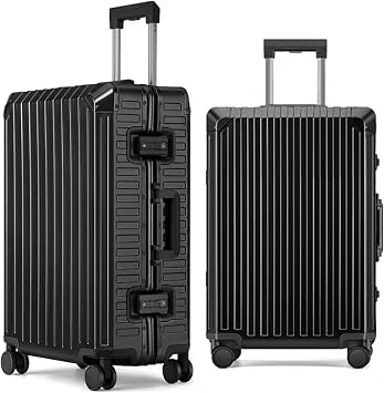 Mvst Luggage Premium All Aluminum Magnesium Carry-On 20" Lightweight Metal Suitcase with Spinner Wheel Built-in Toiletry Set Luggage Protector Silver, Black