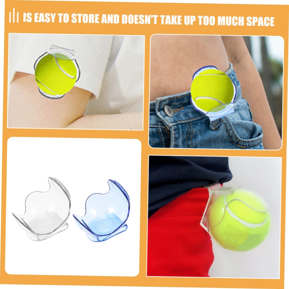 WOONEKY 2pcs Tennis Ball Collector Clip Material Tennis Balls Holder Training Tools