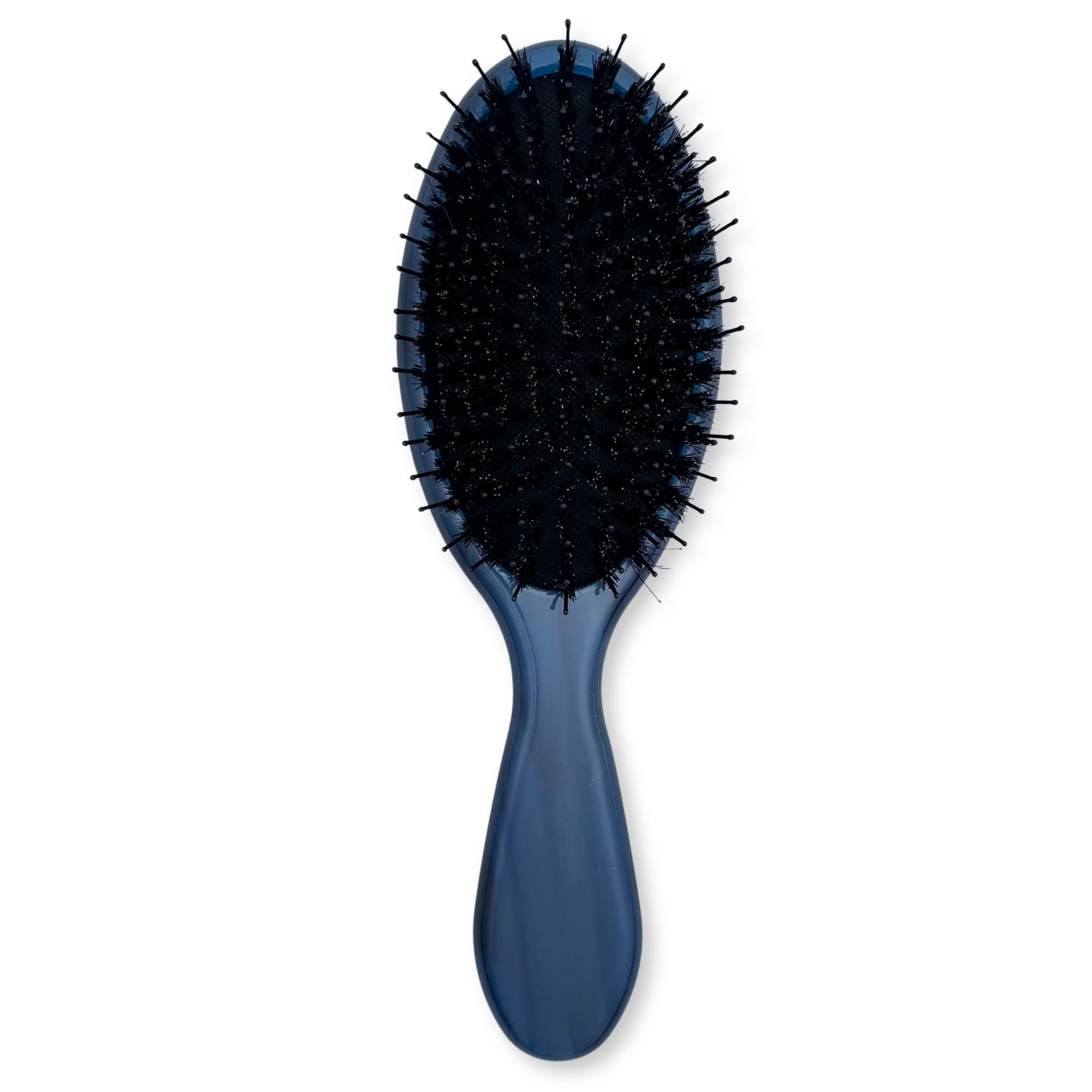 Cepillo de cerdas de pelo de jabalí y nailon, cepillo de cerdas de jabalí de Saki Shears para cabello normal a grueso, desenreda suavemente, suaviza y mejora la textura (azul oscuro)