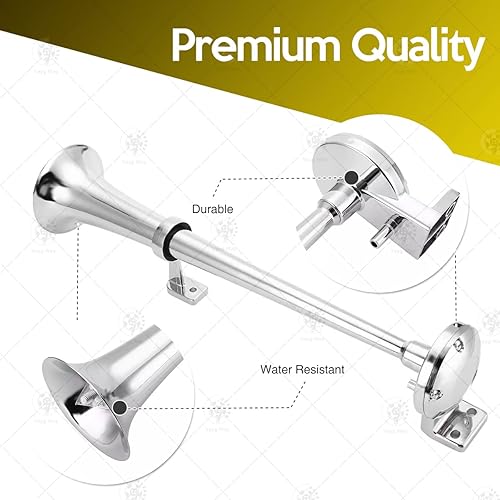 Miniatura 4 de VaygWay Bocina de aire de trompeta única de 12 V – Kit de compresor de bocina de tren de aire de una sola trompeta de 150 dB, relé de bocina de aire