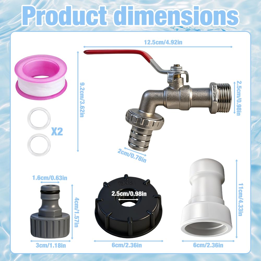 Robinet Cuve 1000l S60X6 IBC Raccord 3/4" Alliage d'aluminium Adaptateur Réservoir