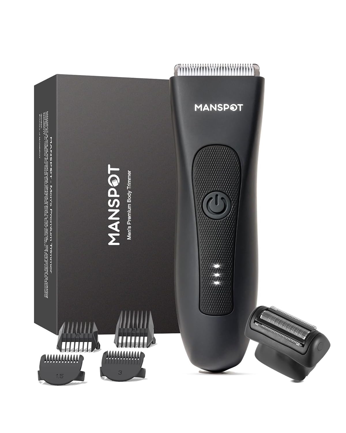 MANSPOT Manscape 2 in 1 Body Hair Trimmer Foil Shaver, Electric Groin Pubic Ball Trimmer, Waterproof Wet/Dry Bikini Trimmer for Women with 4 Guard, 20 Days Shaving