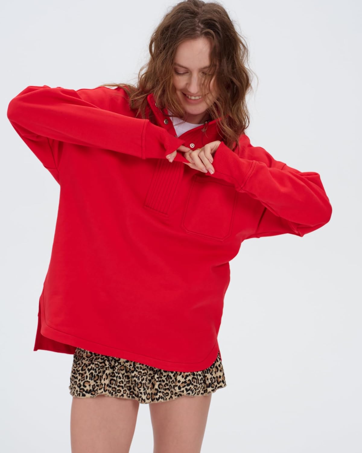 Locachy Womens Casual Oversized Sweatshirt Long Sleeve Button Henley Neck Pullover Tops Fashion Outfits Clothes - Image 7