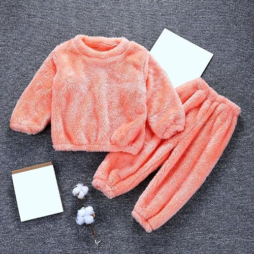Kids Fuzzy 𝗟ounge𝚠ear 𝗣a𝗷amas Sets Long Sleeve Solid Fleece Pullover Top and Pants 2pc Fluff𝘆 Clothes for Boys2