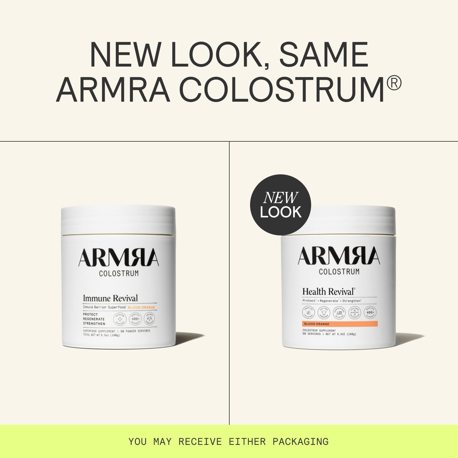 ARMRA Colostrum Powder , Blood Orange , Gut Health & Bloating , Skin & Hair , Immunity , Keto, Gluten & Fat-Free , 90 Servings
