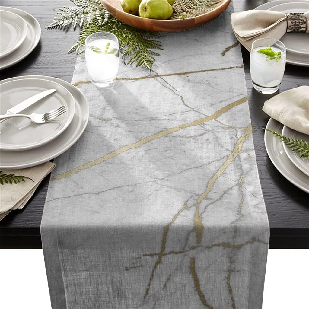 Trendy Marble Table Runners Table Decor for Home Wedding Party Decoration Dining Room Restaurant Table Gadget (Color : A, Size : 13x274cm) (A 13x304cm) image 2