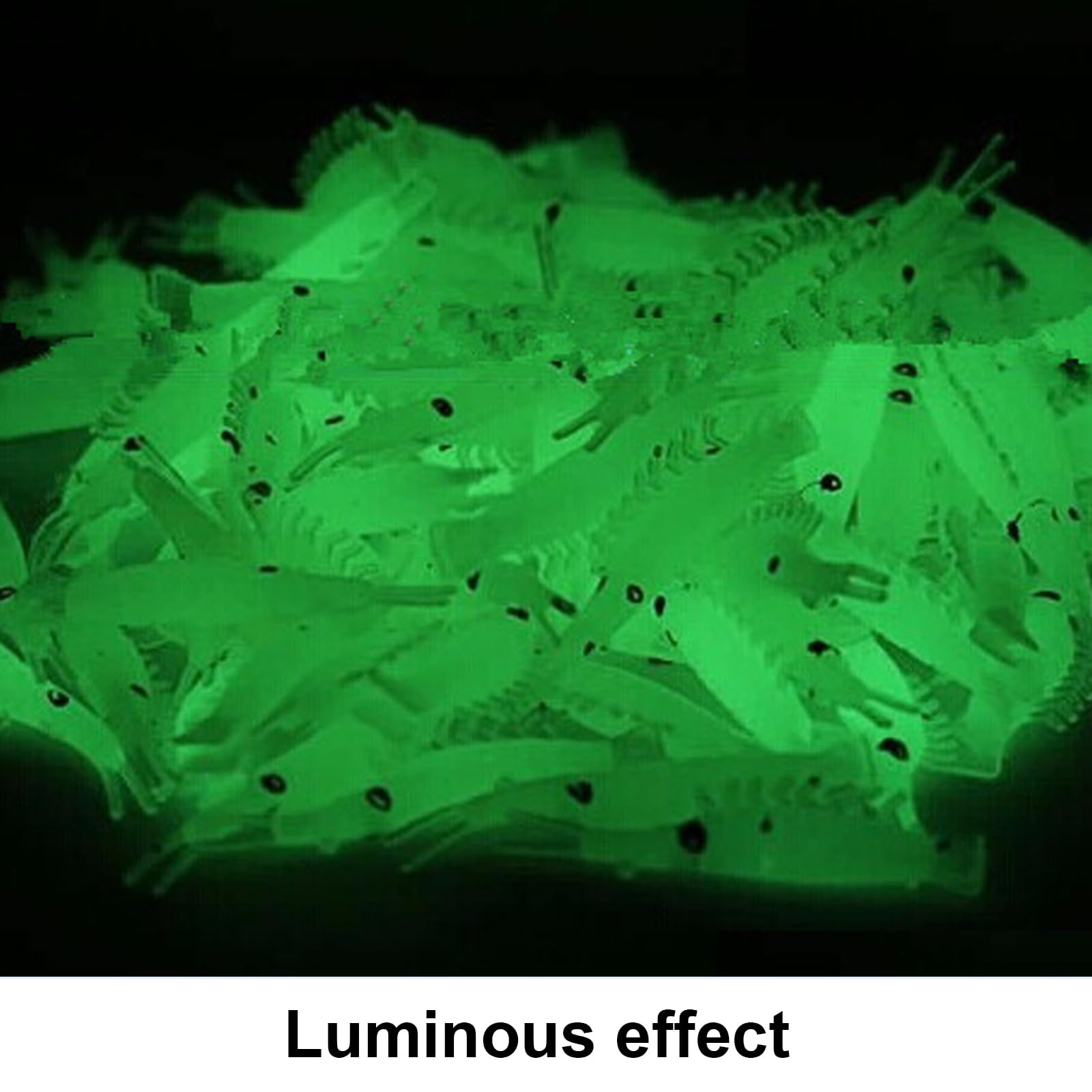 Lot De 50 Leurres Souples Crevettes – 3,5 Cm, Luminescents, Réalistes, Avec Hameçon – Pour Pêche Mer Et Rivière